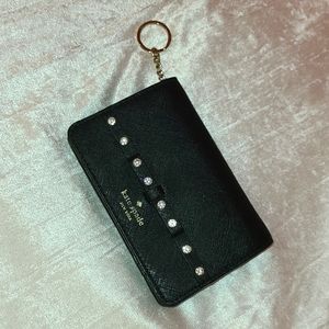 Kate Spade New York Laurel Way Jewled  Wallet, Black Saffiano Leather